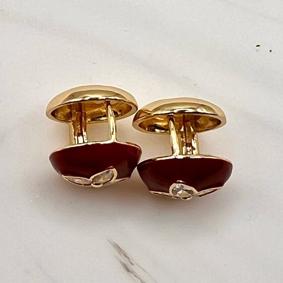 Elegant Red and Gold Floral Earrings - Picture 6 of 6